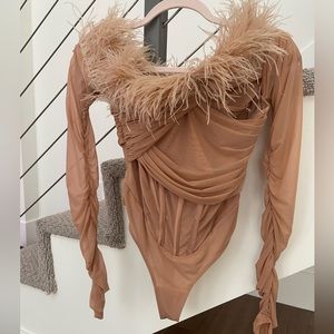 House of CB Corset Long Sleeve Bodysuit Nude